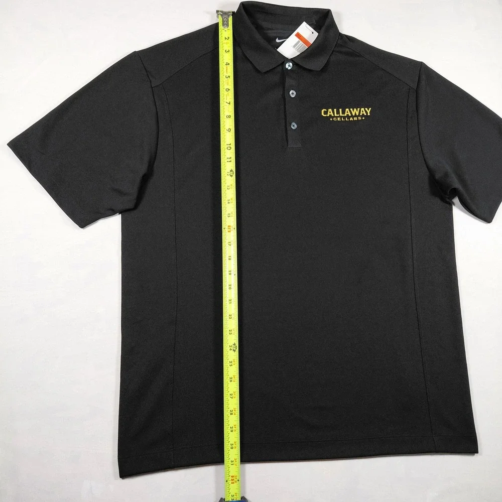 Nike Golf Mens‎ Large Black Callaway Cellars Embroidered Performance Polo Shirt